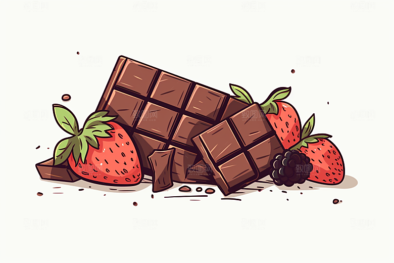 水果巧克力甜品高清插画