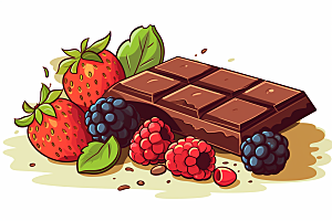 水果巧克力可可手绘插画