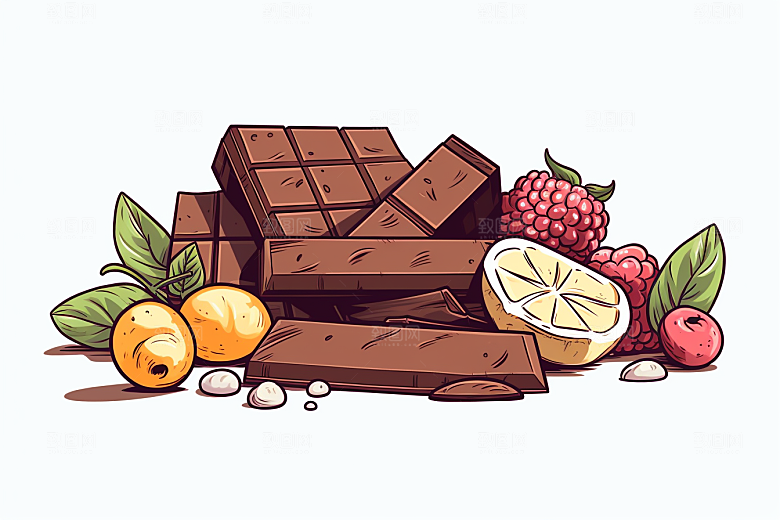 水果巧克力高清美味插画