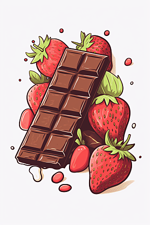 水果巧克力情人节零食插画