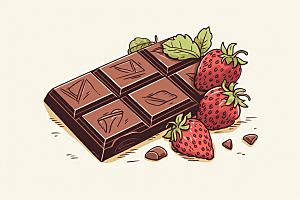 水果巧克力甜品美食插画