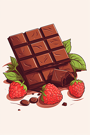 水果巧克力情人节美食插画