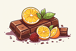水果巧克力零食情人节插画