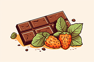 水果巧克力手绘高清插画