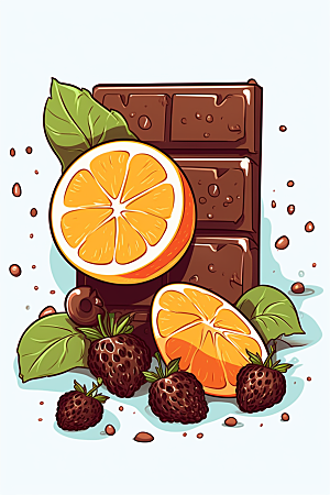 水果巧克力可可甜食插画