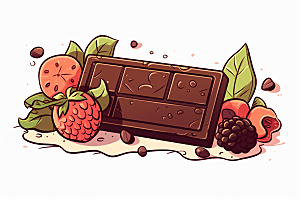 水果巧克力甜食美食插画
