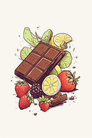水果巧克力美食零食插画
