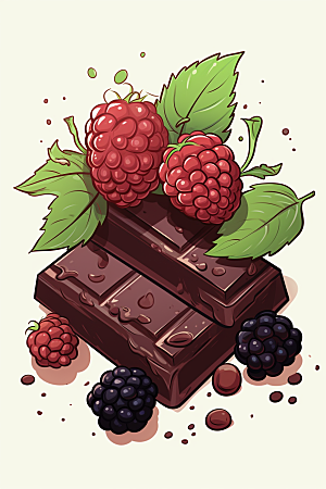 水果巧克力美食高清插画