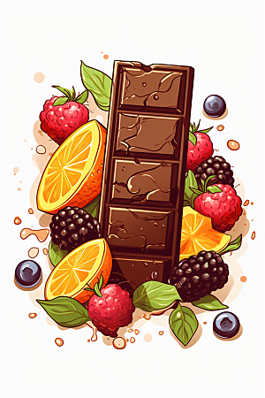水果巧克力美味甜品插画