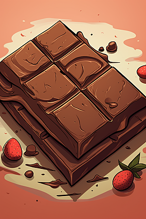 水果巧克力甜食零食插画