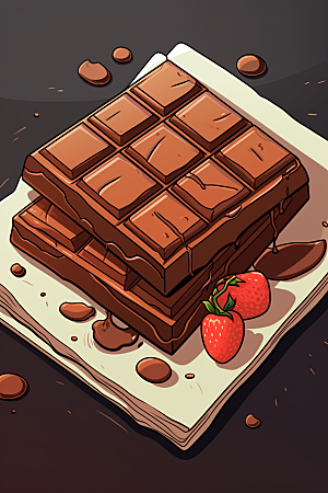 水果巧克力甜品情人节插画