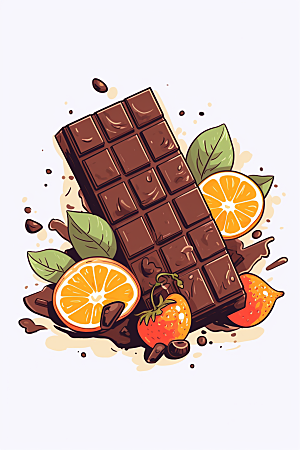 水果巧克力高清手绘插画