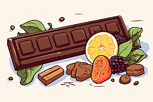 水果巧克力可可甜品插画