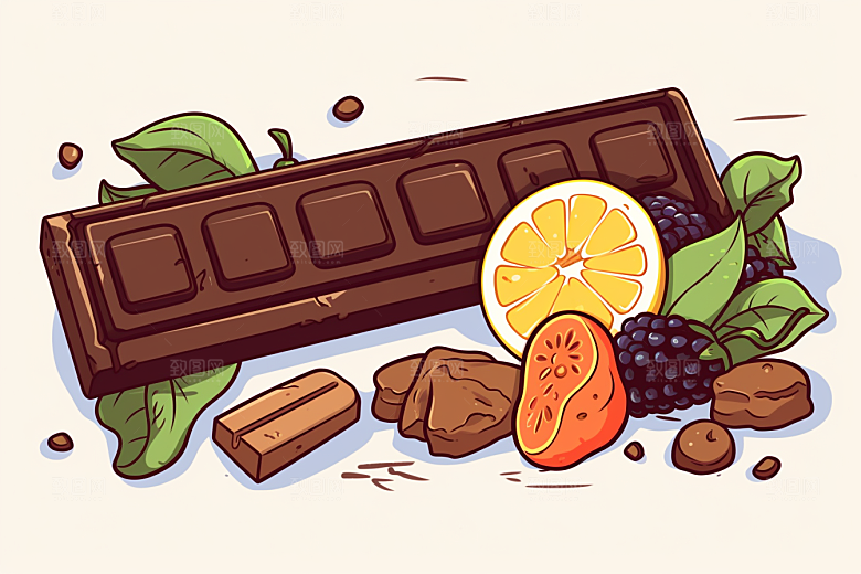 水果巧克力可可甜品插画