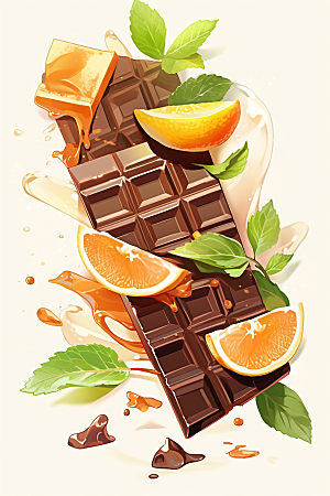 水果巧克力手绘零食插画