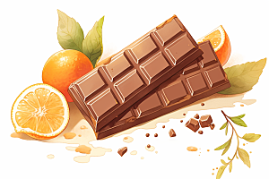 水果巧克力手绘甜品插画