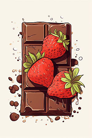 水果巧克力美食甜品插画