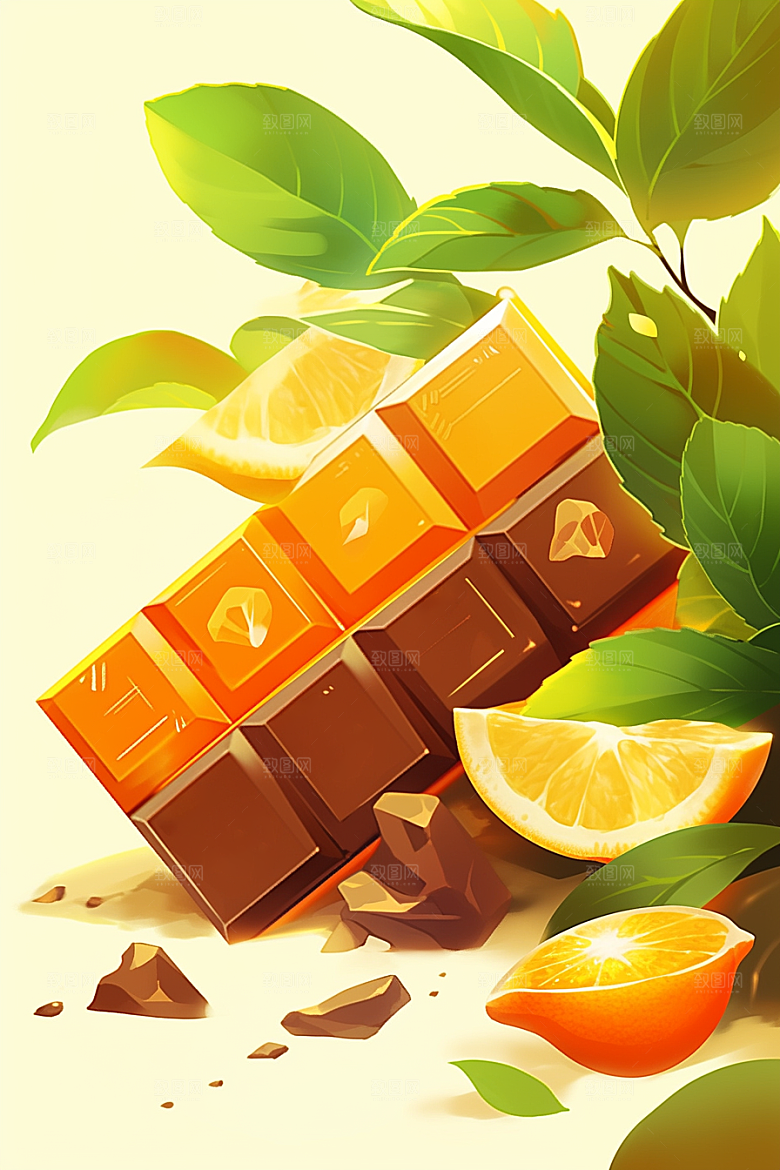 水果巧克力零食美味插画