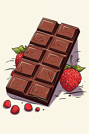 水果巧克力美食甜品插画
