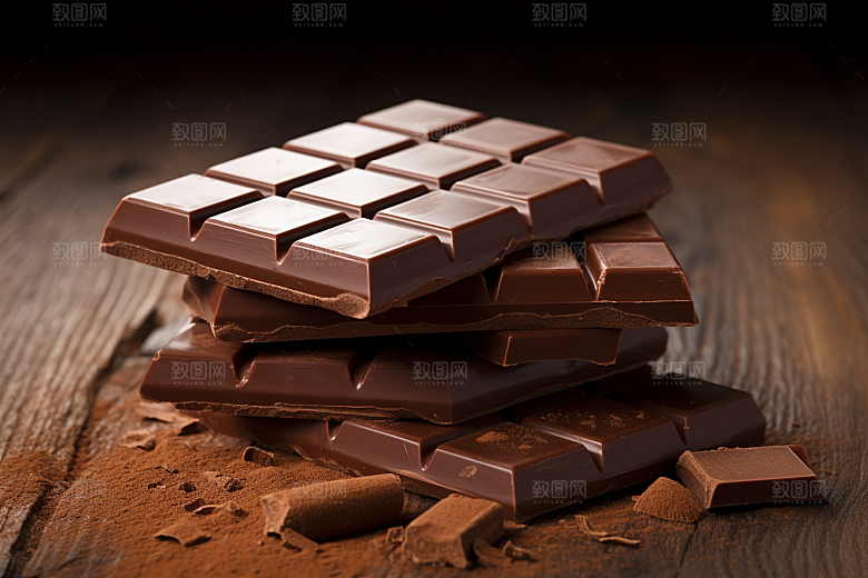 巧克力块美食美味摄影图