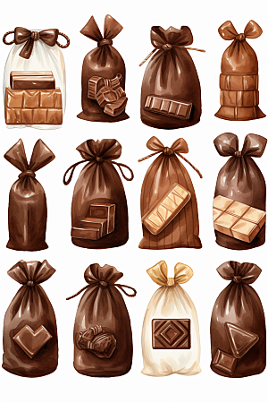 巧克力甜品手账插画贴纸