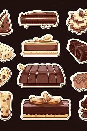 巧克力甜品手绘美食贴纸