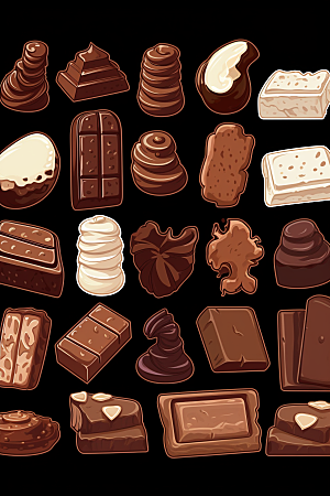 巧克力甜品手绘甜蜜贴纸