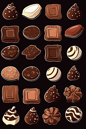 巧克力甜品甜蜜插画贴纸