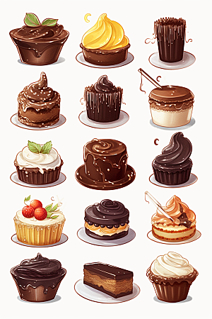 巧克力甜品插画手账贴纸