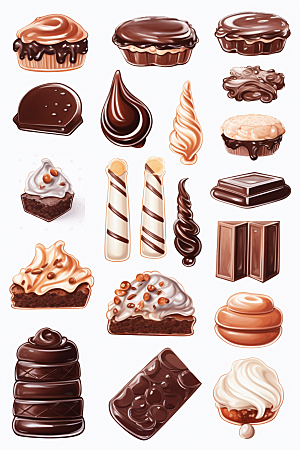 巧克力甜品甜美美食贴纸