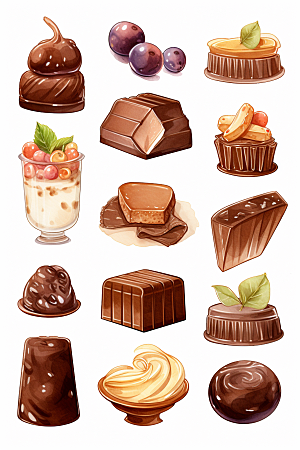 巧克力甜品美食手账贴纸