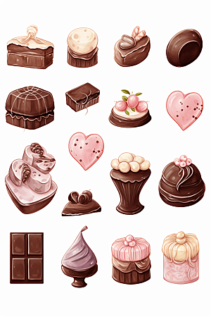 巧克力甜品甜蜜插画贴纸