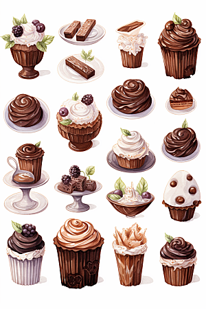巧克力甜品甜美插画贴纸