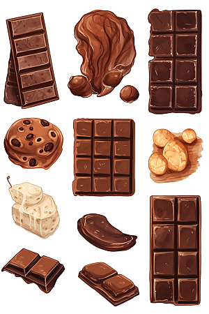 巧克力甜品插画美食贴纸