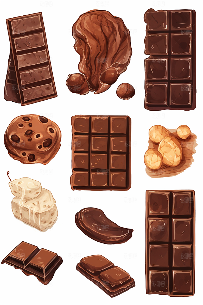 巧克力甜品插画美食贴纸