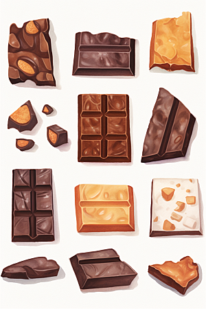 巧克力甜品甜美插画贴纸