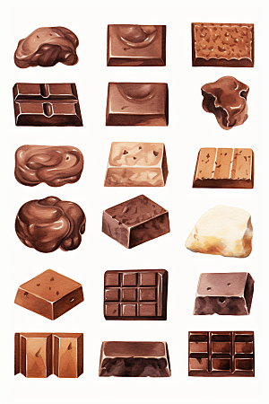 巧克力甜品手绘美食贴纸