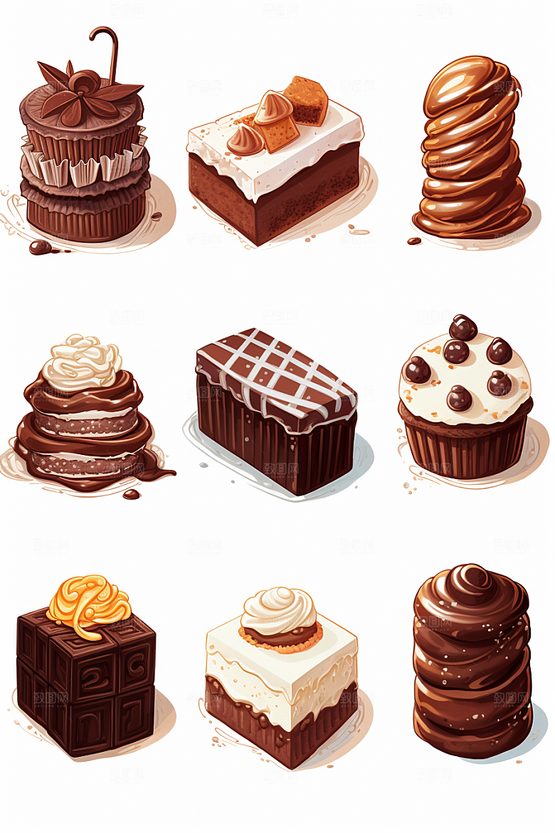 巧克力甜品插画美食贴纸