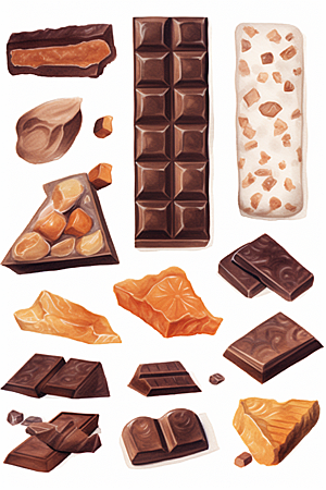 巧克力甜品美食手绘贴纸