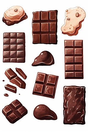 巧克力甜品插画文具贴纸