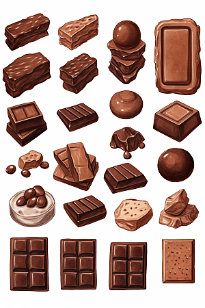 巧克力甜品手绘手账贴纸