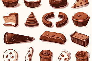 巧克力甜品甜蜜手绘贴纸