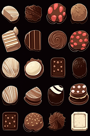巧克力甜品甜美手绘贴纸