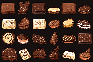 巧克力甜品手绘文具贴纸