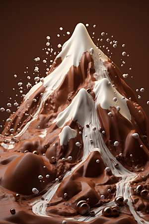 巧克力雪山微缩风光甜食素材