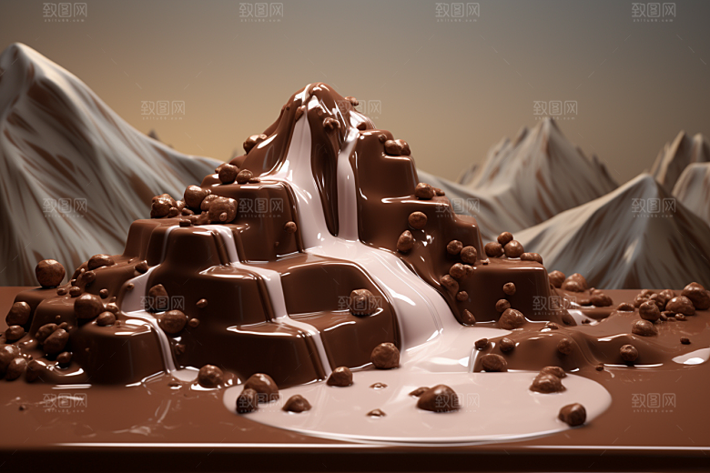 巧克力雪山高清美食素材