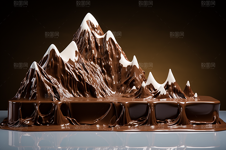 巧克力雪山甜食美味素材