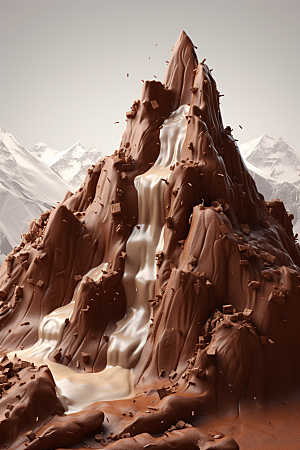 巧克力雪山高清美味素材