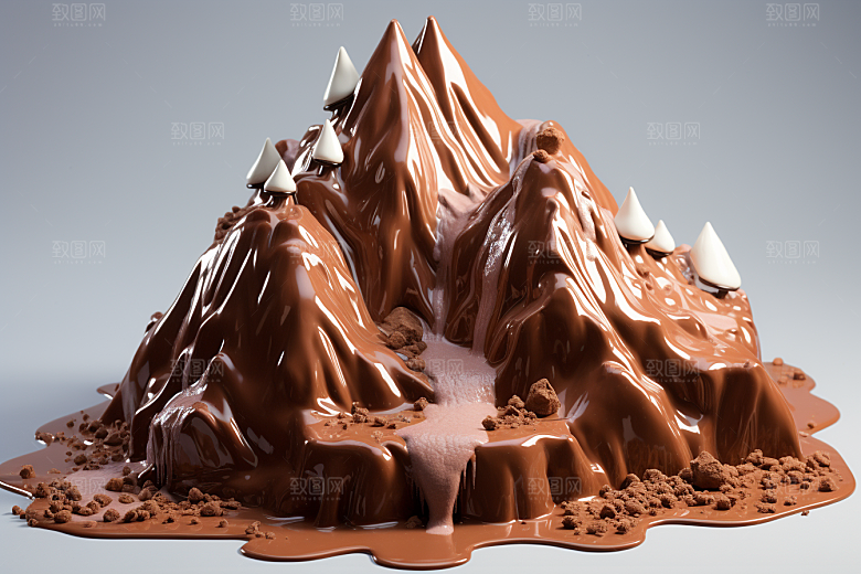 巧克力雪山艺术品美味素材