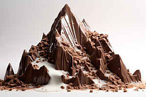 巧克力雪山美食巧克力雕刻素材